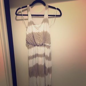 Light brown and white Razorback maxi dress